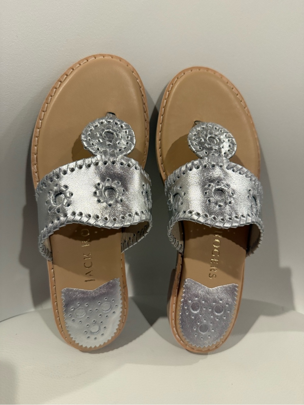 🌊☀️Jack Rogers Silver Leather Slide Sandals NWT